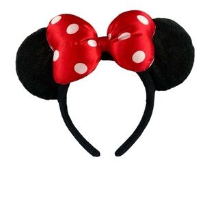 Disney World Authentic Minnie Mouse Plush Ears Puffy 3-D Spotted Bow Headband